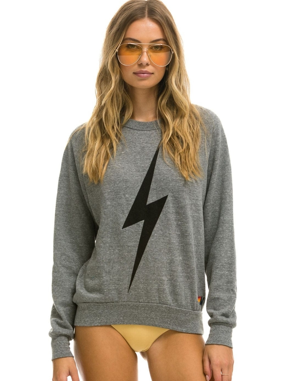 Aviator Nation Heather Grey Bold Sweatshirt Crew Neck Hoodie Size XS